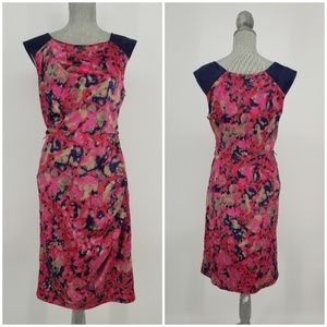 EVA FRANCO Abstract Ruched Sheath Dress